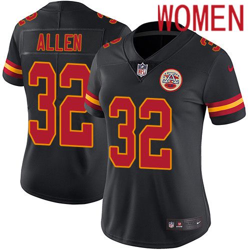 Women Kansas City Chiefs 32 Marcus Allen Nike Black Vapor Limited NFL Jersey